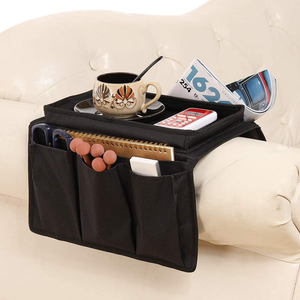 Multi-pocket Armrest Organizer with Tray - Remote Control Caddy for Sofas, Couches, And Chairs