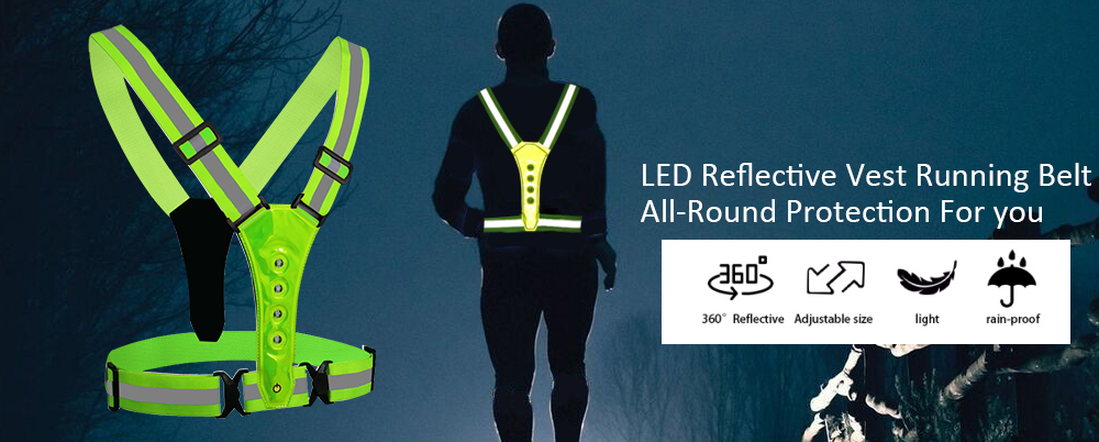 Rechargeable Hi Vis LED light Reflective Safety Vest Belts