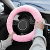 Women Girl 15 Inch Pink Winter Warm Fur Car Accessories Steering Wheel Covers 