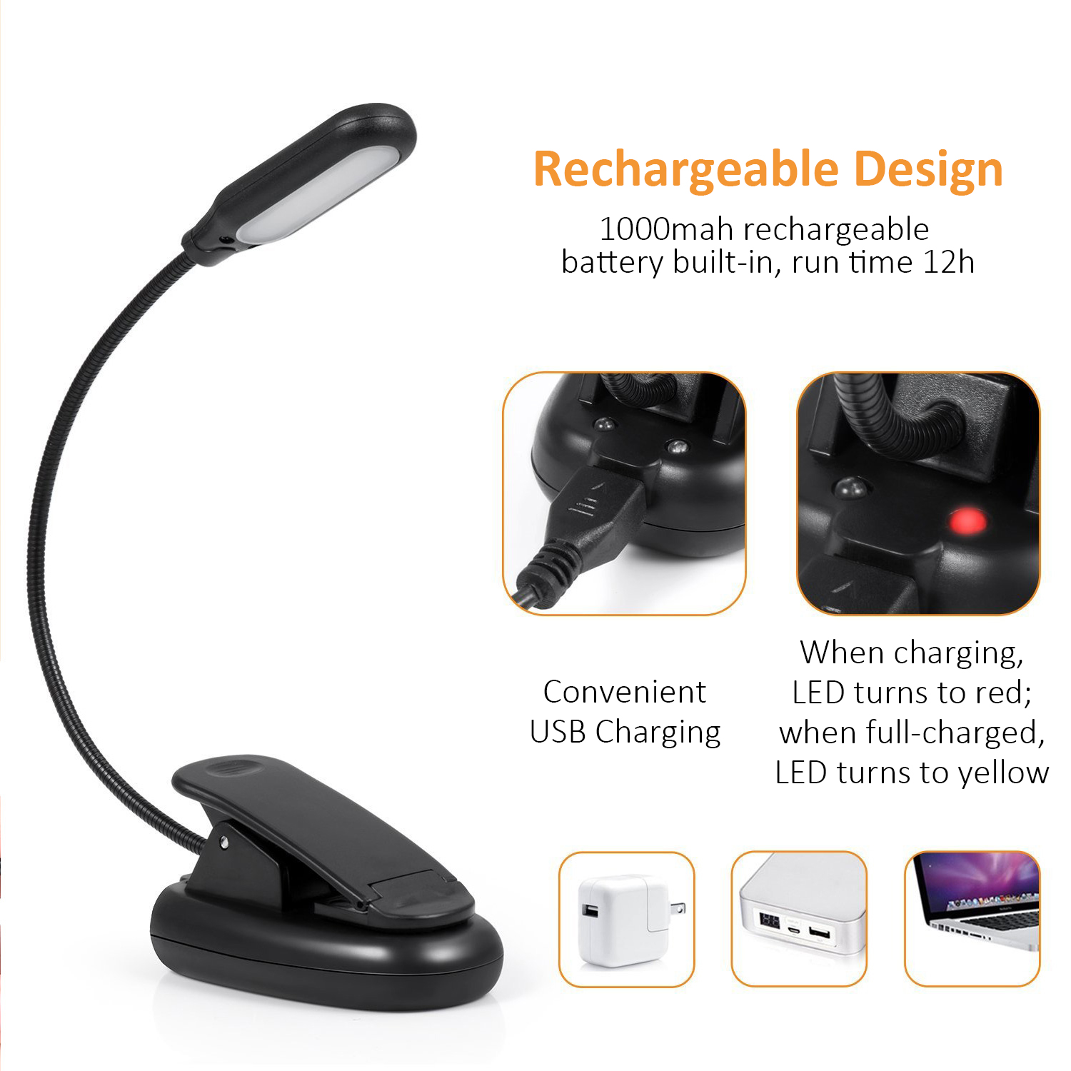 VCAN Dimmable Flexible Reading Book Light 