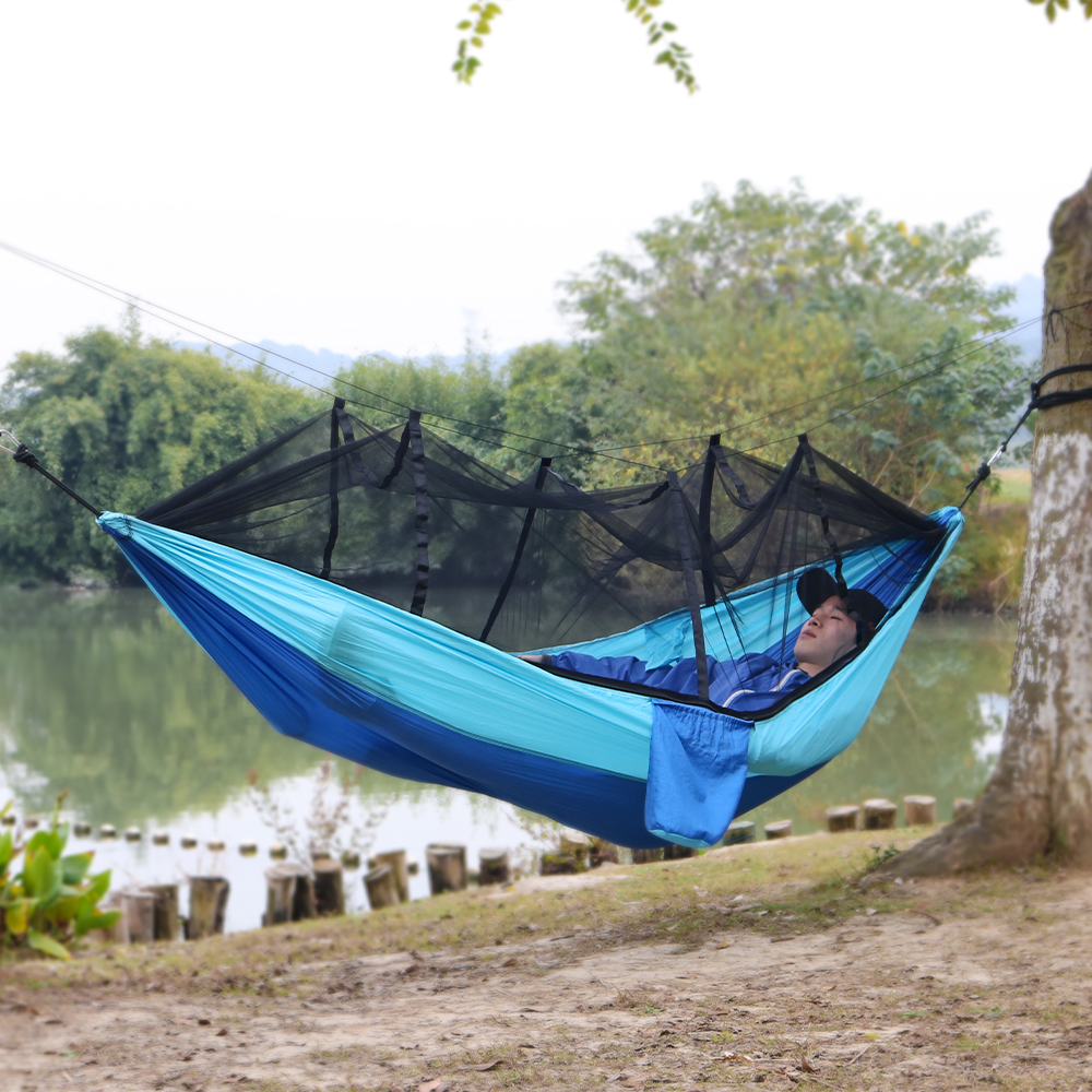 Portable Camping Hammock With 2 Tree Straps For Backpacking Hiking