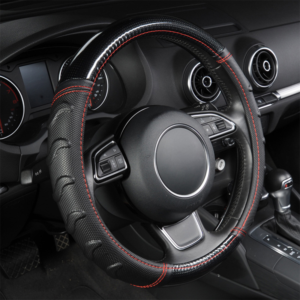 38cm Leather And PVC Universal Car Steering Wheel Cover