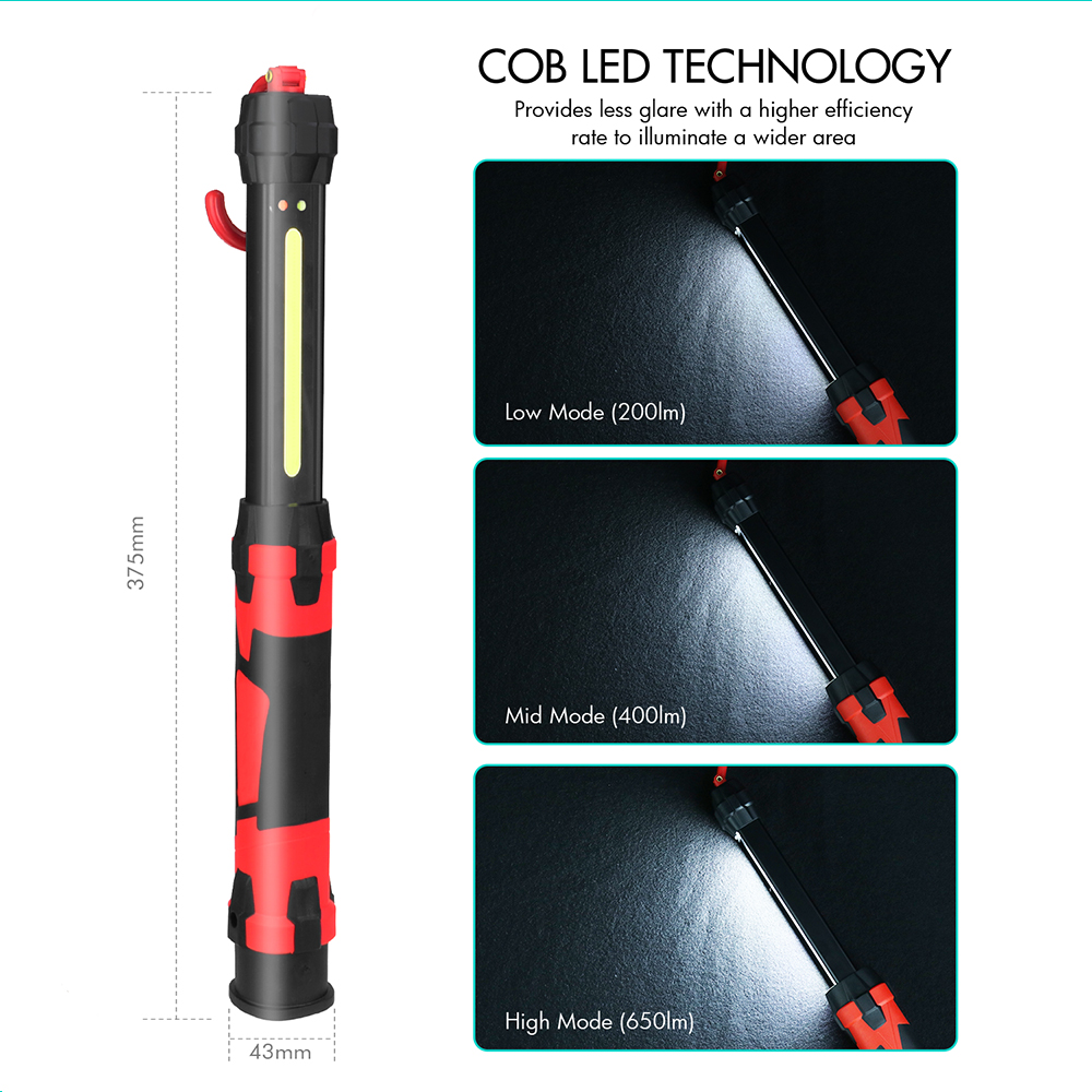 7W COB LED WORK LIGHT 3.7V 4000mAh Li-ion Battery