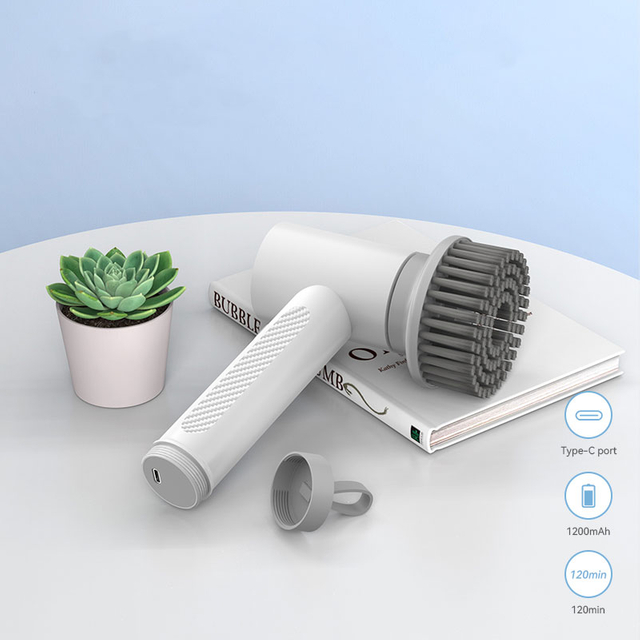 Cordless Automatic Rechargeable Clean Brush with 4 Brush Heads for Kitchen Bathrooms
